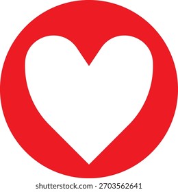Design de forma redonda dentro do ícone de coração, usado para logotipo.