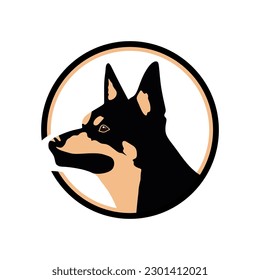 Cabecera redonda de perro para símbolo y logotipo. Señal de perro Kelpie australiano aislado. Diseño mínimo de perro pastor australiano. Ilustración del vector