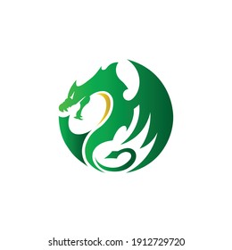 Round Shape Dragon Vector Logo Design.