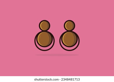 Round shape earrings jewelry with gemstone vector illustration. Beauty fashion objects icon concept. Women gold jewelry earrings vector design. 