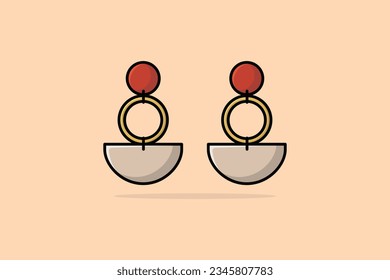 Round shape earrings jewelry vector illustration. Beauty fashion objects icon concept. Women gold jewelry earrings vector design. 