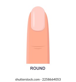 Round shape of fingernail vector illustration. Cartoon drawing of pink nail isolated on white background. Nail art, beauty salon concept