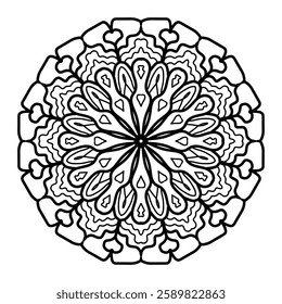 round shape floral line art mandala design