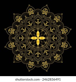 Un fondo de mandala de degradado dorado de forma redonda