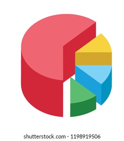 
Round shape graph with cutted pieces, pie chart 
