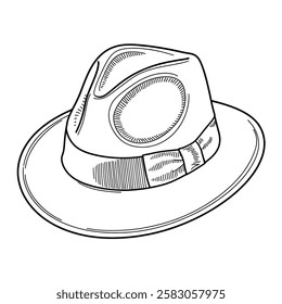 Round shape the Hat coloring page line art