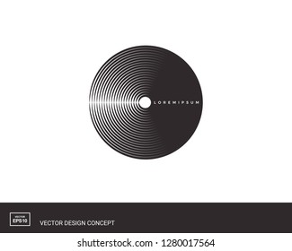 Round shape icon. Abstract logo design. Circles of lines. Vector illustration.