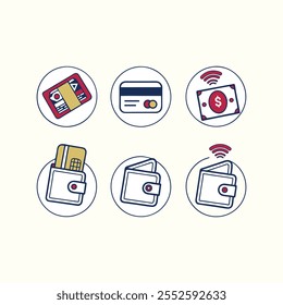 round shape icon design for payment, wallet, currency, business, credit card, economy icon