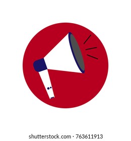 Round shape icon with a megaphone. vector, illustration.