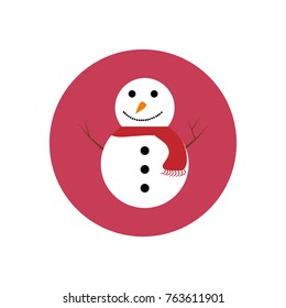 Round shape icon with a snowman. vector, illustration.