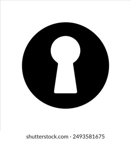 Round shape with keyhole silhouette on white background. Key hole icon vector sign illustration design.