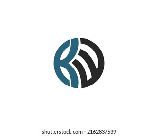 Round Shape KW  Logo Design. Professional Design Concept On White Background.