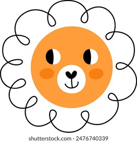 Round Shape Lion Vector Illustration