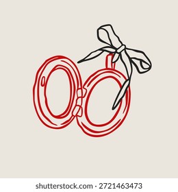 Forma redonda Locket com fita. Estilo de estrutura de tópicos da moda. Pingente de caixão. Ilustração Vetor moderna desenhada à mão. Elemento de design isolado. Joias, conceito de acessórios
