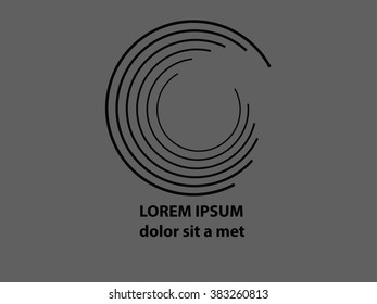 Round shape logo design circles of lines vector illustration.