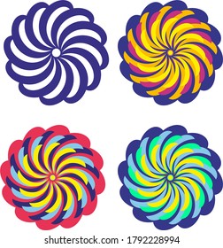 Flor de mandala multicolor de forma redonda con espiral
