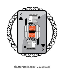 round shape of playing card king character poker