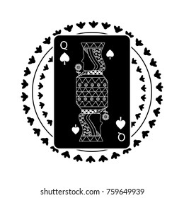 round shape of playing card queen character poker