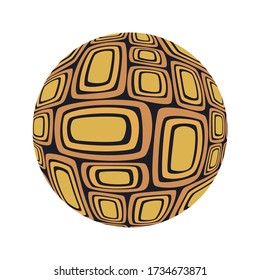 Round shape with retro pattern with rectangles. Flat color design, easy to recolor.