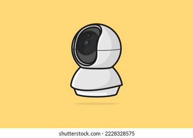 Round Shape Security Camera system vector illustration. Science and technology objects icon concept. City security mount CCTV camera vector design. Airport security camera icon design. 