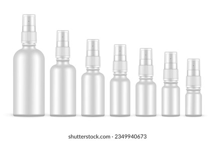 Round Shape Spray Bottles Set, Isolated On White Background. Vector Illustration