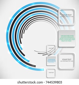 Round shape with squares. Logo design. Vector illustration.