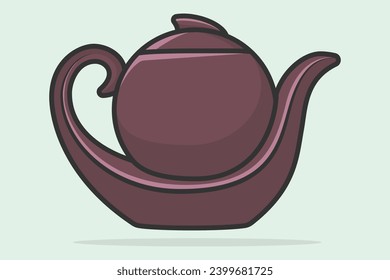 Round Shape Tea Kettle vector illustration. Kitchen interior object icon concept. Kitchen Kettle with closed lid vector design with shadow. House kettle icon logo.