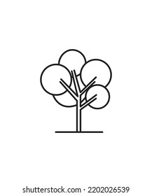 Round Shape Tree line art icon isolated on a white background. tree coloring Page Isolated for Kids. for posters, wall art, tote bag, t-shirt print, sticker.  