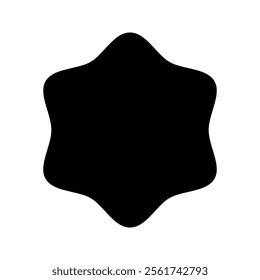 Round shape with wavy edges. Geometric form with scallop borders. Blank text box, tag or label isolated on white background. Vector illustration.