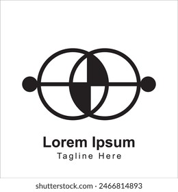 Round shape yin yang type logo design icon