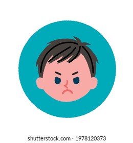 Round shaped angry boy icon