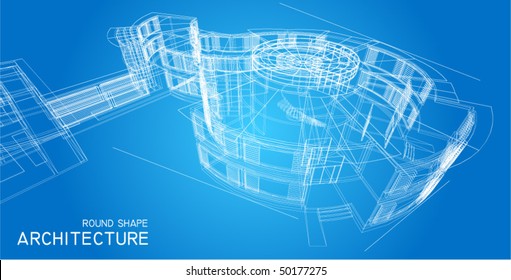 Round shaped building in perspective view