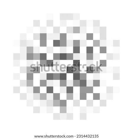 Round shaped censor blur effect pattern. Pixel checkered mosaic texture hiding prohibited content. Parental control, adult only, censorship or privacy concept. Vector flat illustration