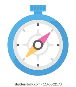 Round shaped device with pins indicating in north and south direction, this is compass icon