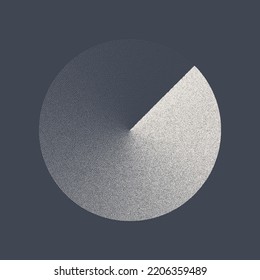 Objeto punteado redondeado, elementos de fondo. Degradado atenuado. Estipamiento, dibujo de puntos, sombreado con puntos. Desintegración de píxeles, efecto de semitono. Textura granulada de ruido blanco. Ilustración del vector