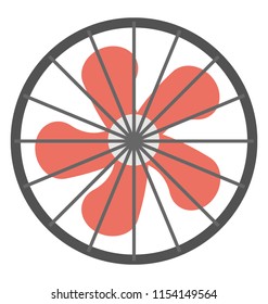 
Round shaped electric device with five feathers offering exhaust fan icon
