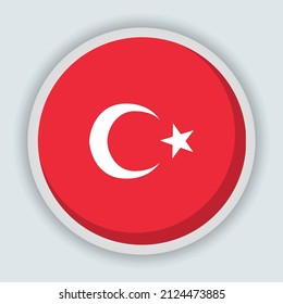 Round shaped flag of Turkey
