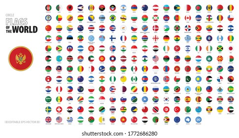 Round Shaped Flags of the World. Flags with reflection