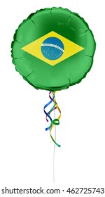 Round shaped foil helium balloons with the national flag of Brazil(Portuguese: Bandeira do Brasil) . Detailed and realistic Vector illustration