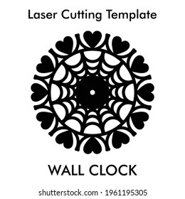 Round Shaped Laser cutting wall clock for wall and home decor. vector silhouette wall clock template for mdf and acrylic cutting. Living room decor wall clock cut file.