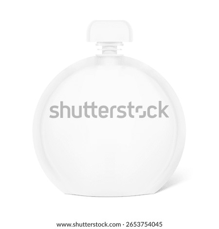 Round shaped pouch bag with spout mockup.Vector illustration isolated on white background. Front view. Can be use for template your design, presentation, promo, ad. EPS10.