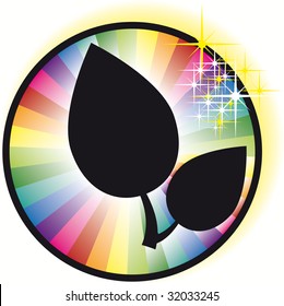 round shaped silhouette rainbow leaf with sparkles