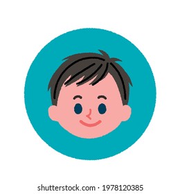 Round shaped smiling boy icon
