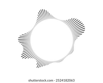 Onda sonora redonda para música de áudio . Linha de som, espectro radial, equalizador de som. Quadro ondulado circular. Elemento infográfico Espectro radial vetorial .