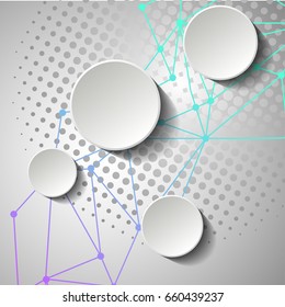 The round shaped structure with connections. Vector illustration.