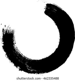 Round shape.Grunge Black and White Frame with distressed borders. textured circle for image. Brush stroke.Vector illustration.
