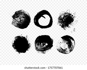 Round shapes in black. Simple print style. Grunge painted vector illustration