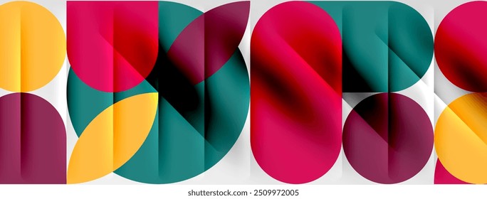 Round shapes, circles and lines minimal geometric background. Vector Illustration For Wallpaper, Banner, Background, Card, Book Illustration, landing page