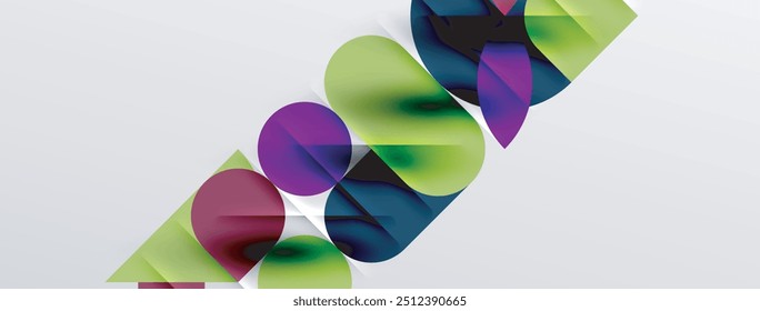 Formas redondas, círculos y líneas de fondo geométrico mínimo. Ilustración vectorial para el Fondo de pantalla, Anuncio, fondo, tarjeta, ilustración del libro, landing page