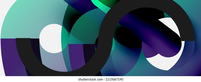 Round shapes circles and other geometric forms. Vector illustration for wallpaper banner background card or landing page